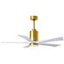 52" Matthews Patricia-5 LED Brass and White Five Blade Ceiling Fan