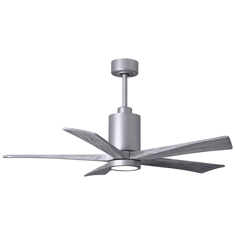 Image 1 52 inch Matthews Patricia-5 LED Damp Brushed Nickel Barn Wood Ceiling Fan