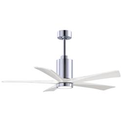 52&quot; Matthews Patricia-5 LED Damp Rated Chrome and White Ceiling Fan