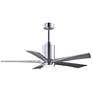 52" Matthews Patricia-5 Polished Chrome and Wood Ceiling Fan