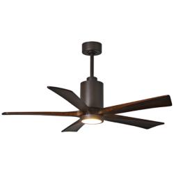 52&quot; Matthews Patricia-5 Textured Bronze Damp Rated LED Fan with Remote