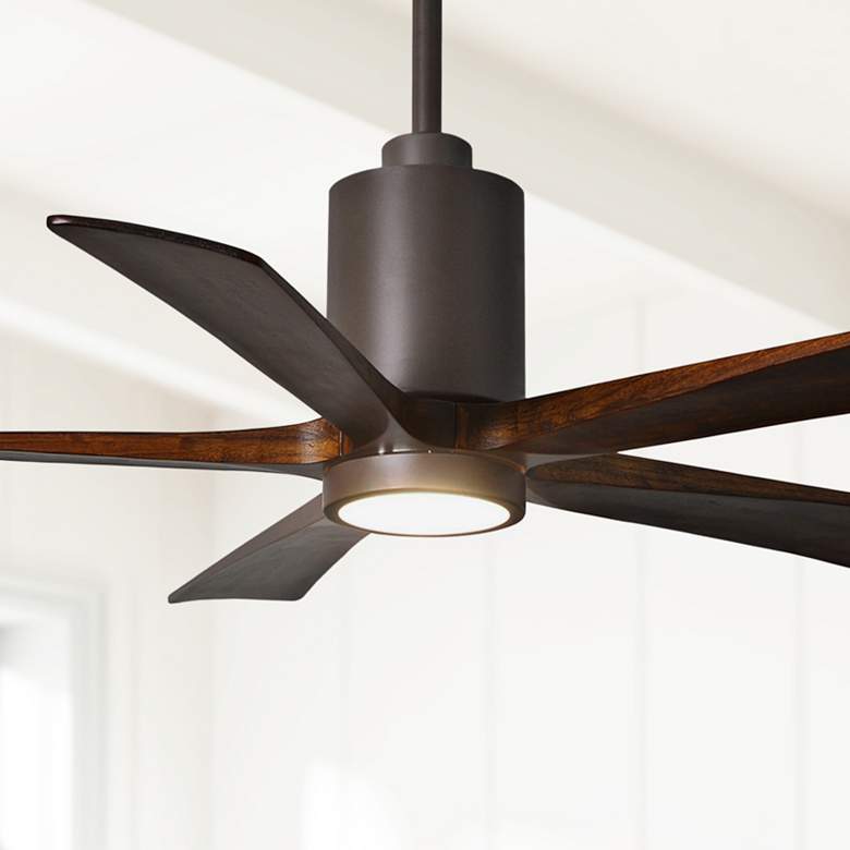 Image 1 52 inch Matthews Patricia-5 Textured Bronze Damp Rated LED Fan with Remote