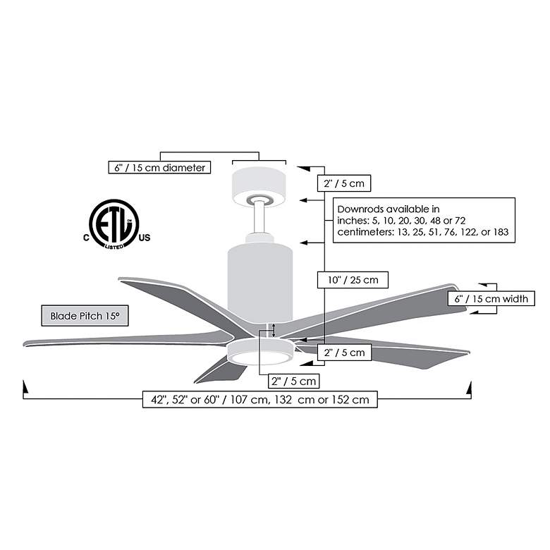 Image 7 52" Matthews Patricia-5 Textured Bronze Damp Rated LED Fan with Remote more views