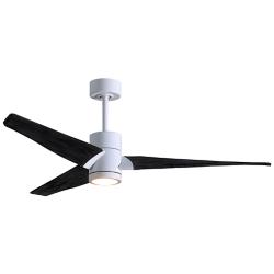 52" Matthews Super Janet Gloss White Black LED Ceiling Fan
