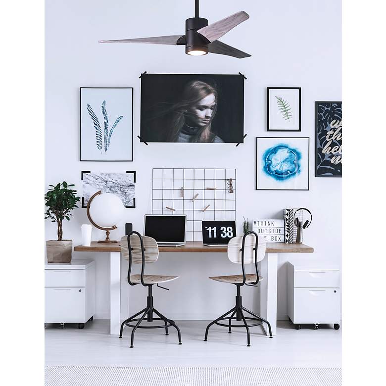 Image 2 52" Matthews Super Janet LED Black and Barnwood Ceiling Fan more views