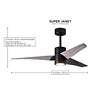 52" Matthews Super Janet LED Black and Walnut 3-Blade Ceiling Fan