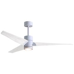 52" Matthews Super Janet LED Gloss White Barnwood 3-Blade Ceiling Fan