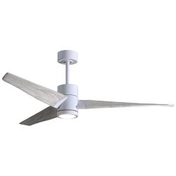 52" Matthews Super Janet LED White and Barnwood 3-Blade Ceiling Fan