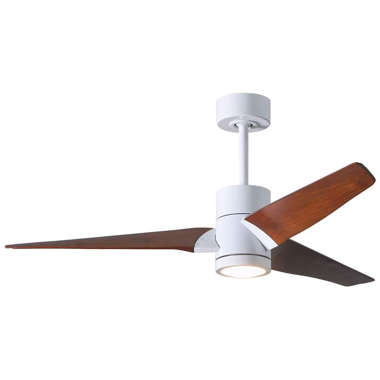 Image 1 52" Matthews Super Janet LED White and Walnut 3-Blade Ceiling Fan