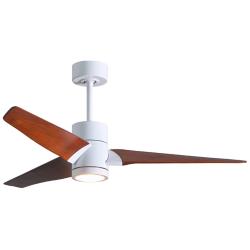 52" Matthews Super Janet LED White and Walnut 3-Blade Ceiling Fan