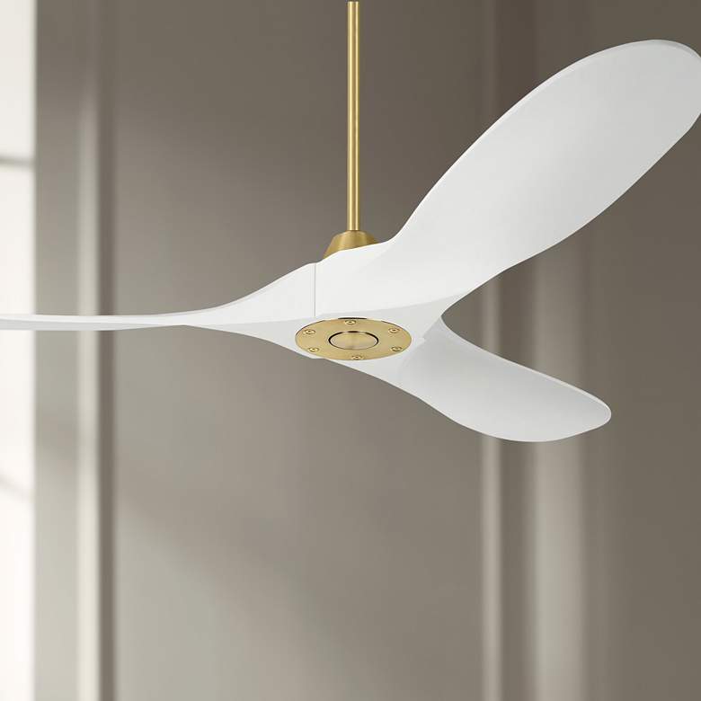 Image 1 52" Maverick II Brass White DC Ceiling Fan with Remote