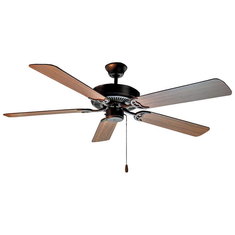 Image 1 52 inch Maxim Basic-Max 5-Blade Bronze Walnut Ceiling Fan with Pull Chain