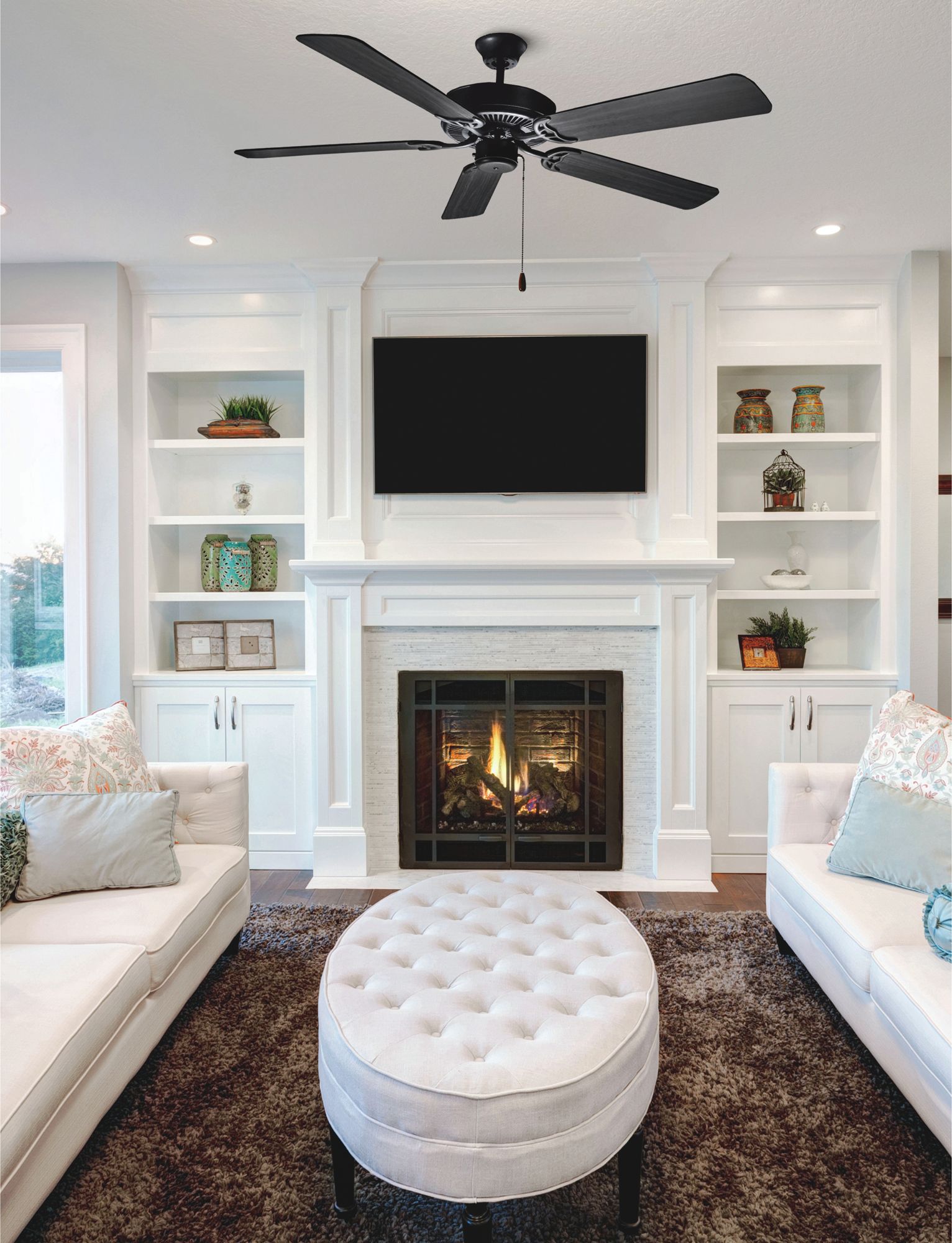 Image 4 52" Maxim Basic-Max Black and Walnut Ceiling Fan with Pull Chain more views