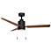 52" Maxim Falcon Pull Chain Black/Walnut In/Outdoor Fan w LED Light