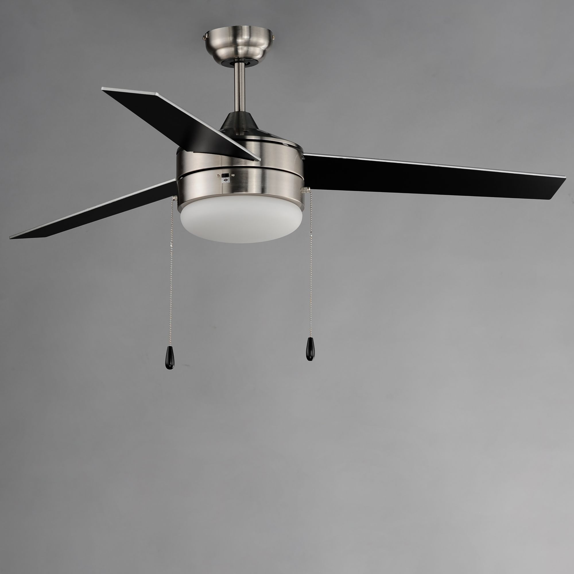 52" Maxim Trio Satin Nickel and Black LED Ceiling Fan in scene