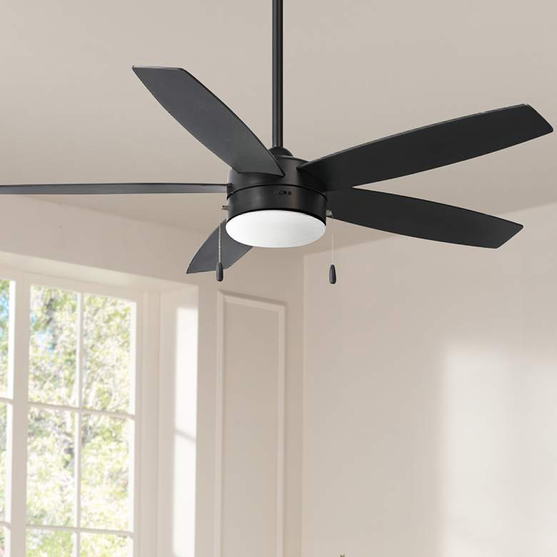 Image 1 52 inch Minka Aire Airetor Coal Black LED Ceiling Fan with Pull Chain