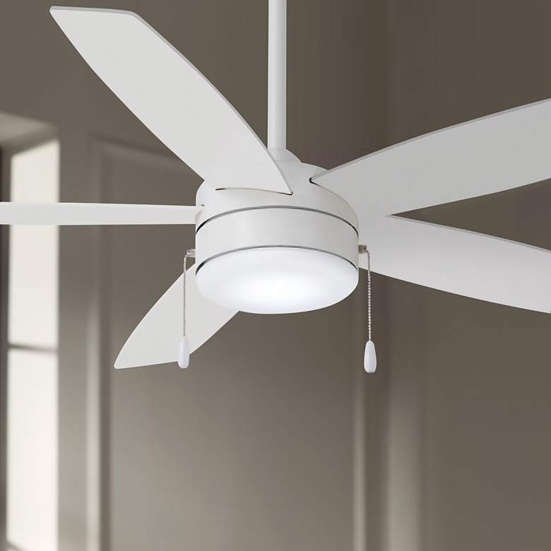Image 1 52 inch Minka Aire Airetor Flat White LED Ceiling Fan with Pull Chain