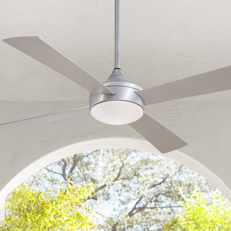 Image 1 52 inch Minka Aire Aluma Brushed Aluminum Wet Rated  LED Fan with Remote