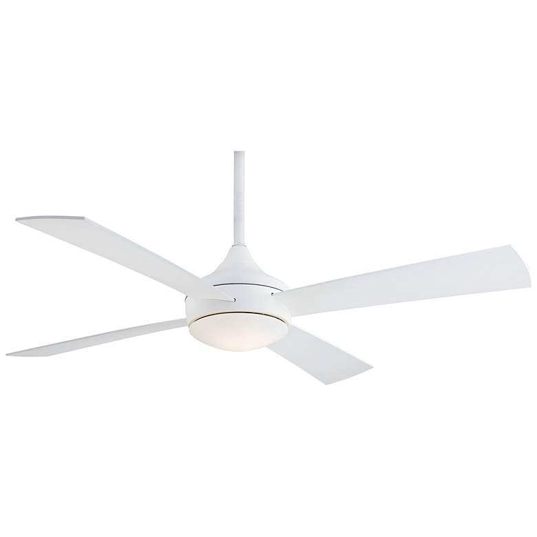 Image 1 52 inch Minka Aire Aluma Wet Flat White Modern LED Ceiling Fan with Remote