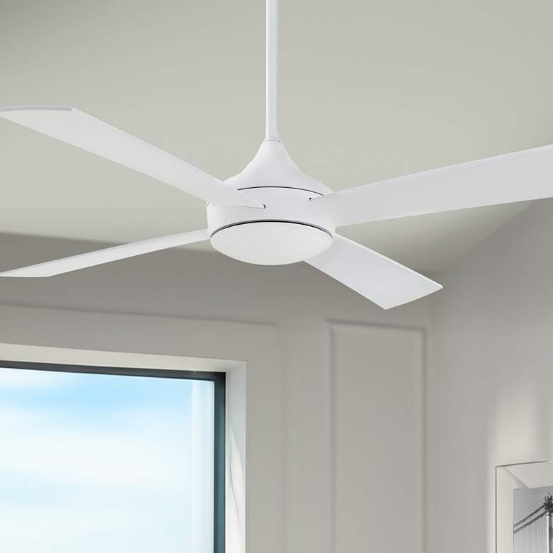 Image 1 52" Minka Aire Aluma Wet Flat White Modern LED Ceiling Fan with Remote