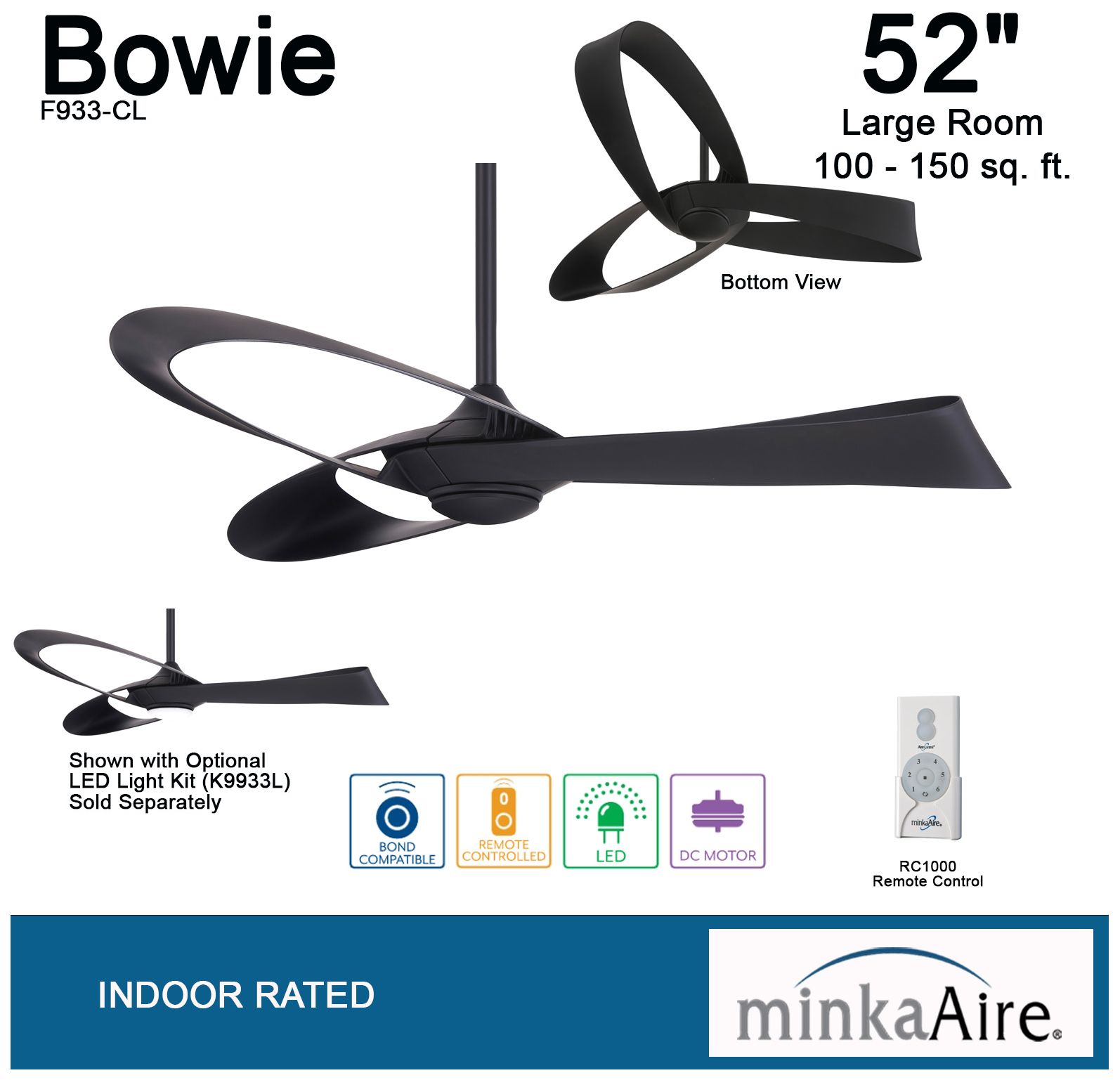52" Minka Aire Bowie Coal Indoor Ceiling Fan with Remote
