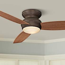Image1 of 52" Minka Aire Concept Bronze Flushmount LED Fan with Wall Control