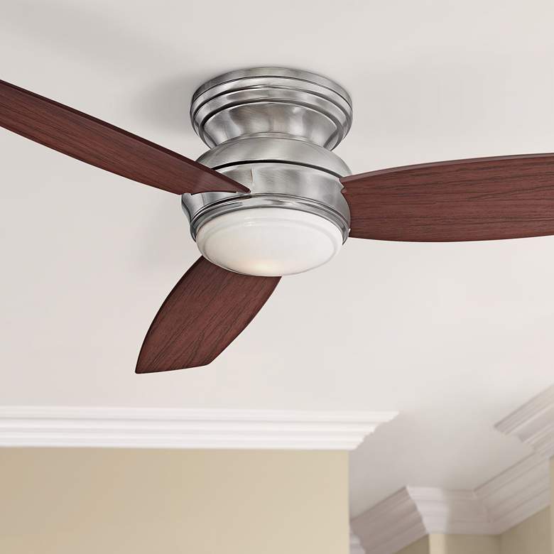 Image 1 52 inch Minka Aire Concept Pewter Wet Flushmount Fan with Wall Control