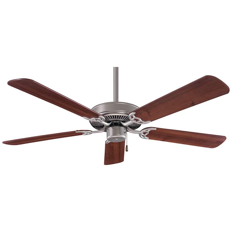 Image 1 52 inch Minka Aire Contractor Brushed Steel Walnut Fan with Pull Chain