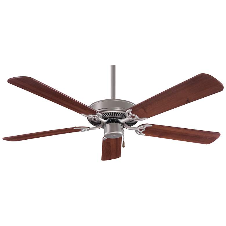 Image 2 52" Minka Aire Contractor Brushed Steel Walnut Fan with Pull Chain