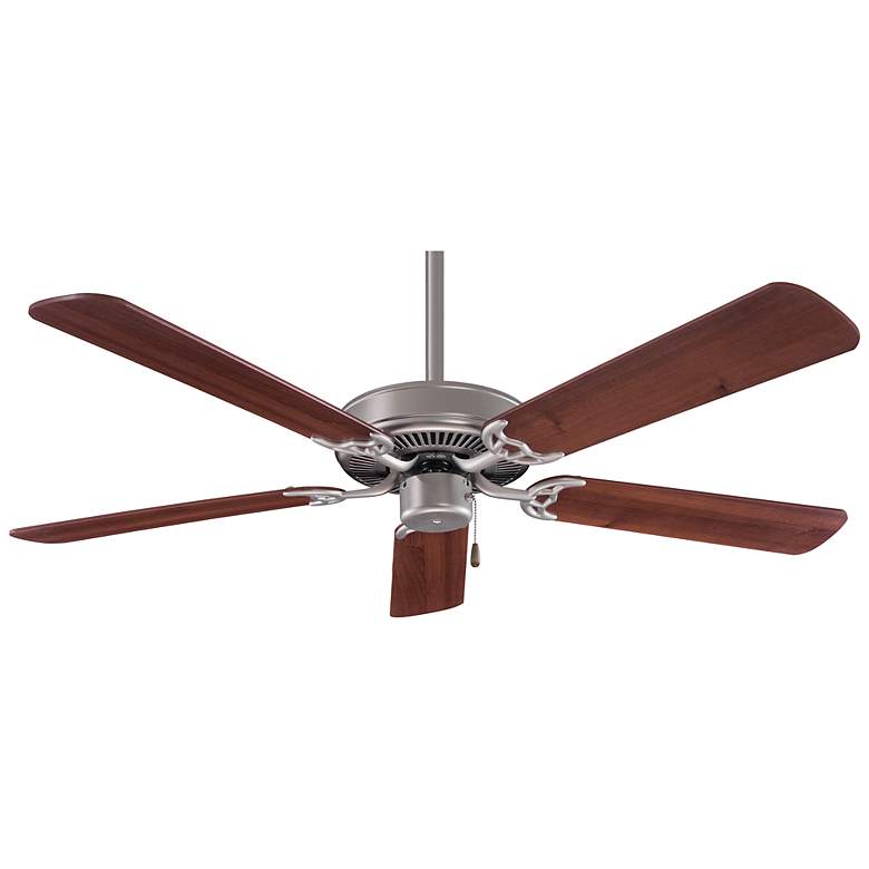 Image 1 52 inch Minka Aire Contractor Brushed Steel Walnut Fan with Pull Chain