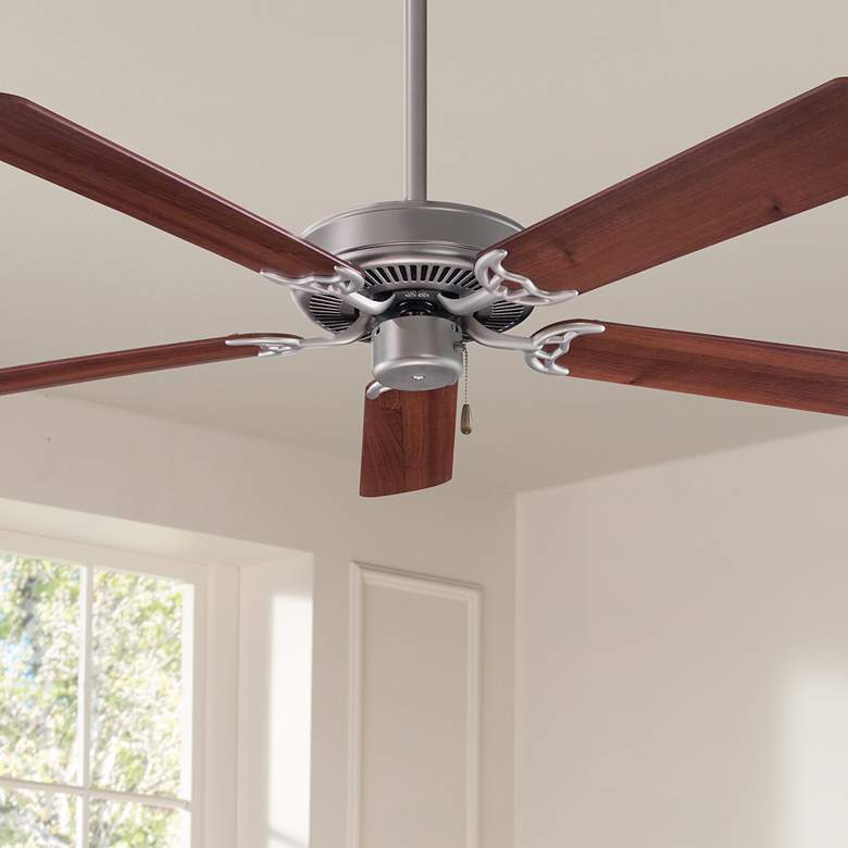 Image 1 52" Minka Aire Contractor Brushed Steel Walnut Fan with Pull Chain