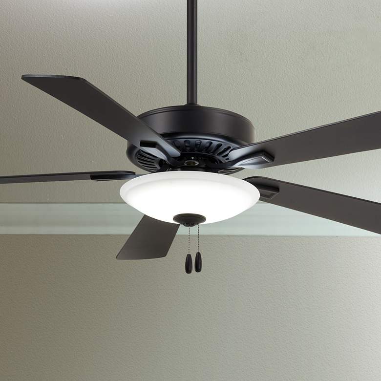 Image 1 52 inch Minka Aire Contractor Coal Black LED Ceiling Fan with Pull Chain