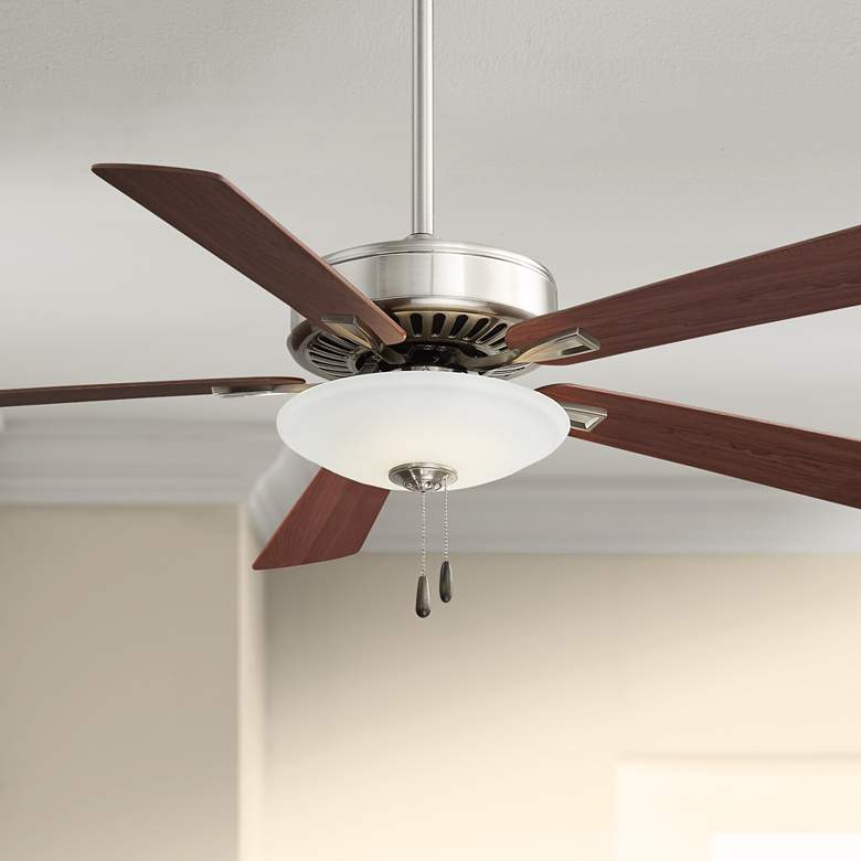 Image 1 52" Minka Aire Contractor Nickel LED Light Ceiling Fan with Pull Chain