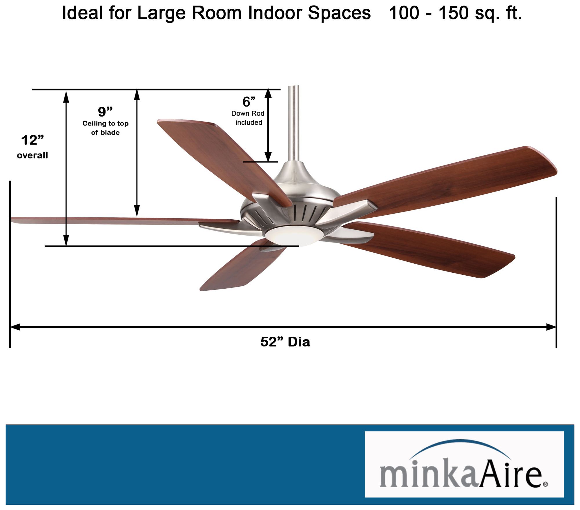 52" Minka Aire DYNO Brushed Nickel Ceiling Fan with Remote