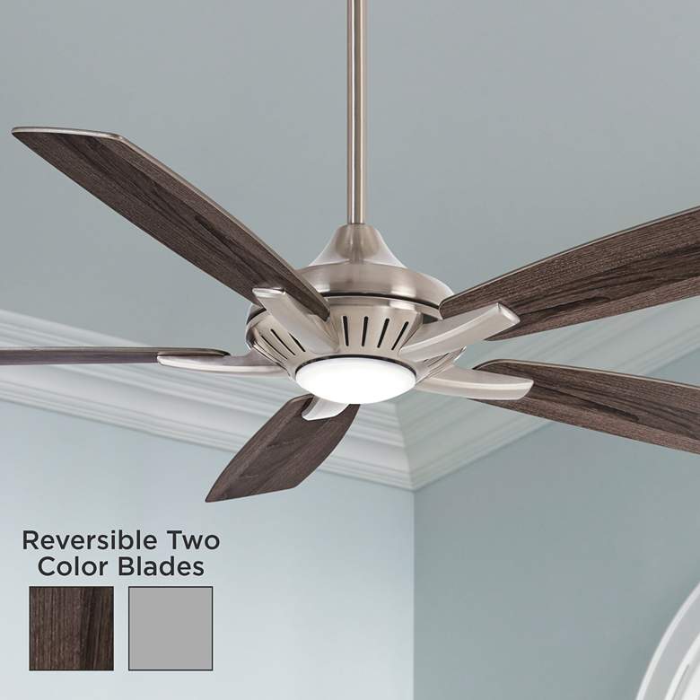 Image 1 52" Minka Aire Dyno Brushed Nickel Wood LED Ceiling Fan with Remote