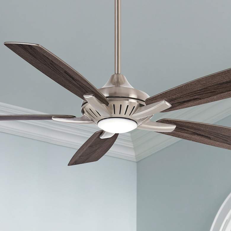 Image 1 52" Minka Aire Dyno Brushed Nickel Wood LED Ceiling Fan with Remote