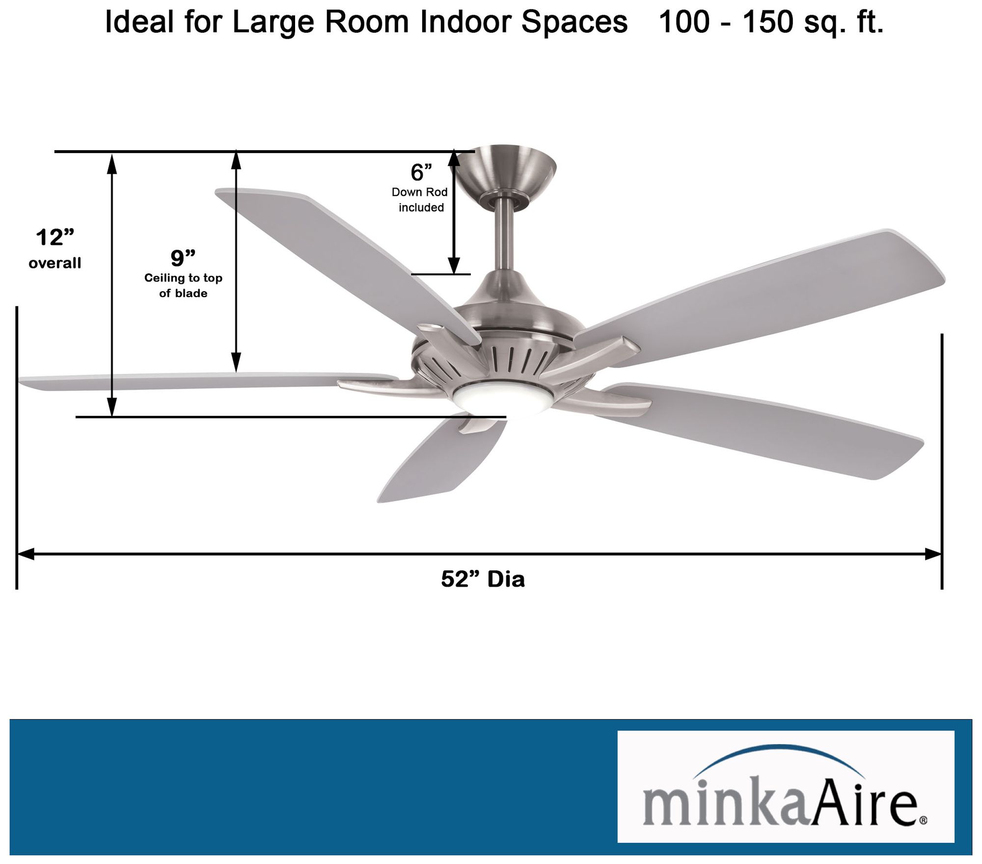 52" Minka Aire Dyno Brushed Nickel Wood LED Ceiling Fan with Remote