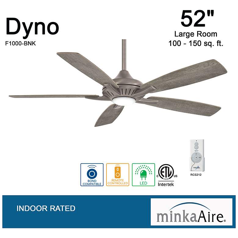 Image 5 52" Minka Aire Dyno Burnished Nickel LED Ceiling Fan with Remote more views