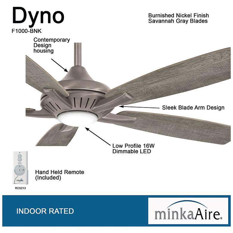 Image 6 52" Minka Aire Dyno Burnished Nickel LED Ceiling Fan with Remote more views
