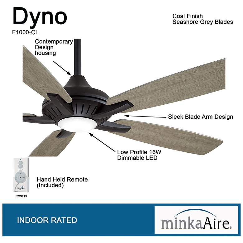 Image 7 52" Minka Aire Dyno Coal Black LED Ceiling Fan with Remote Control more views