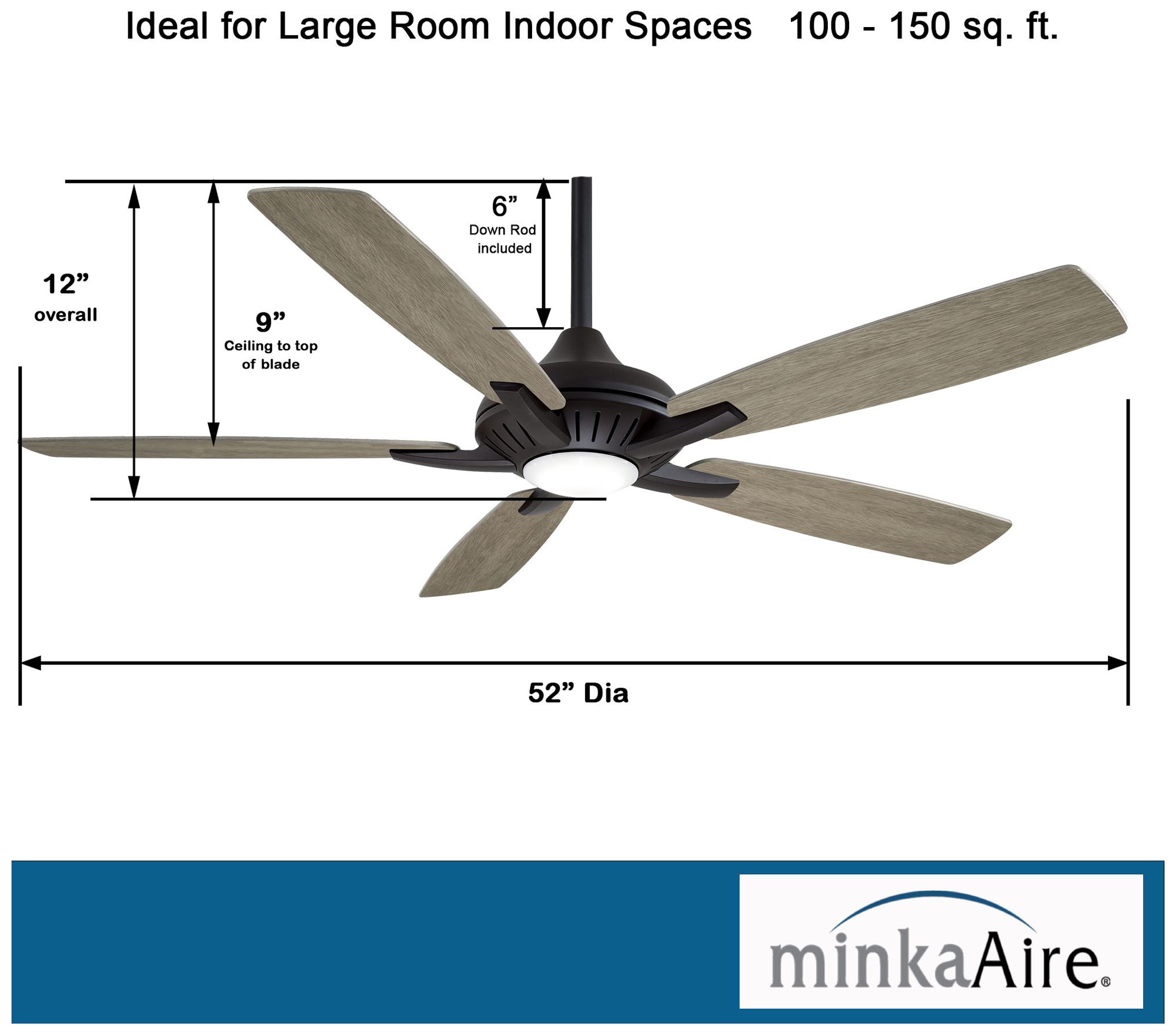 52" Minka Aire Dyno Coal Black LED Ceiling Fan with Remote Control
