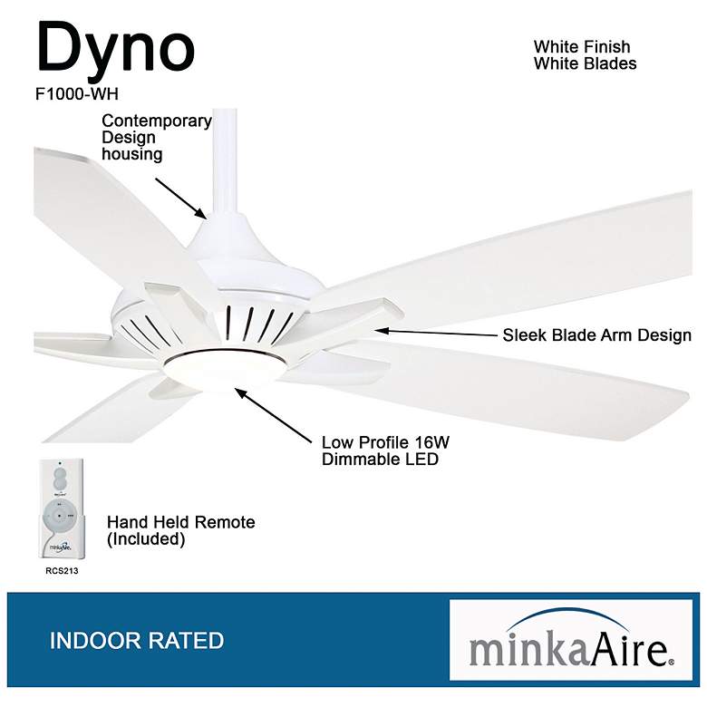 Image 7 52" Minka Aire DYNO White Ceiling Fan with Remote Control more views