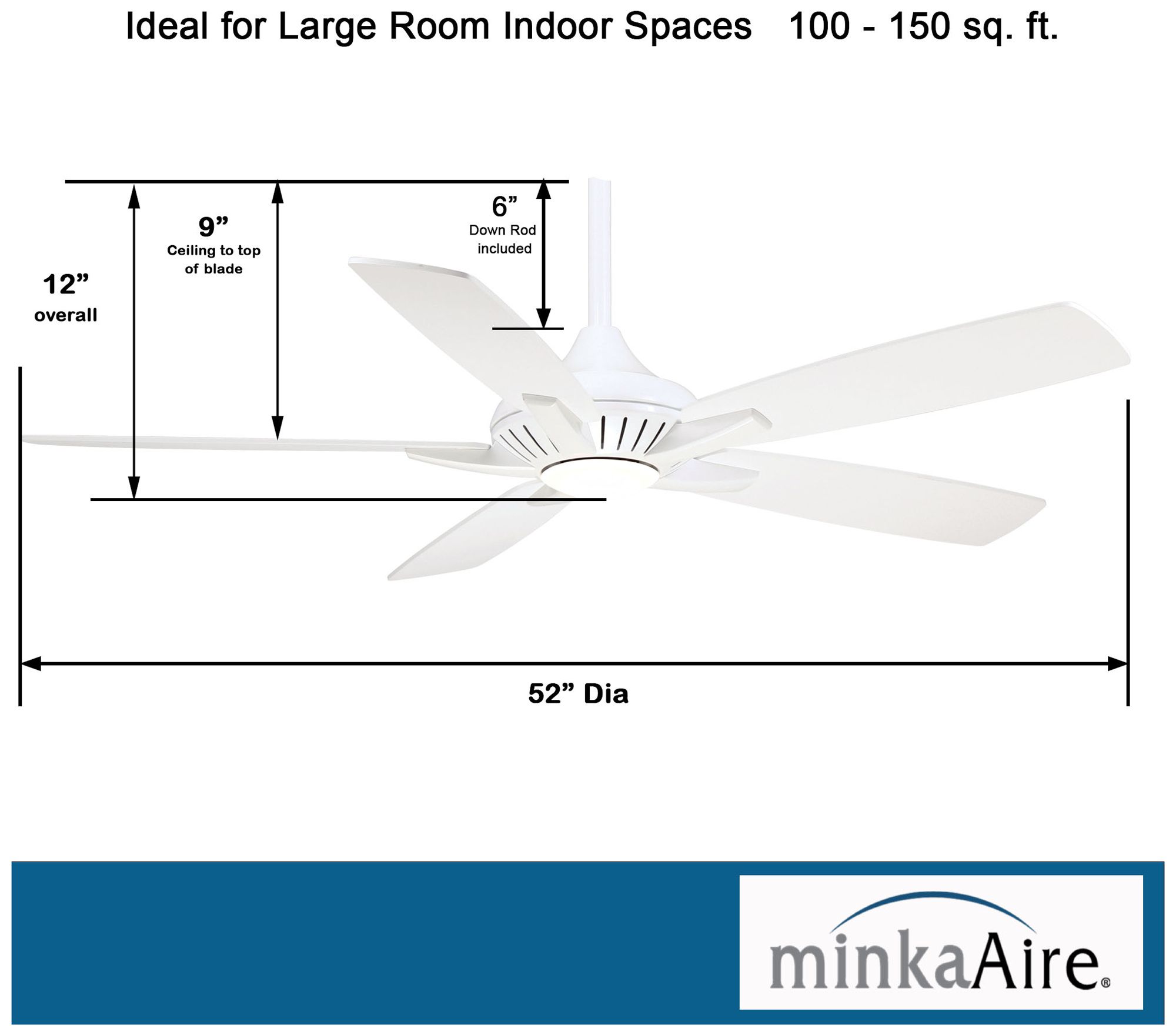 52" Minka Aire DYNO White Ceiling Fan with Remote Control