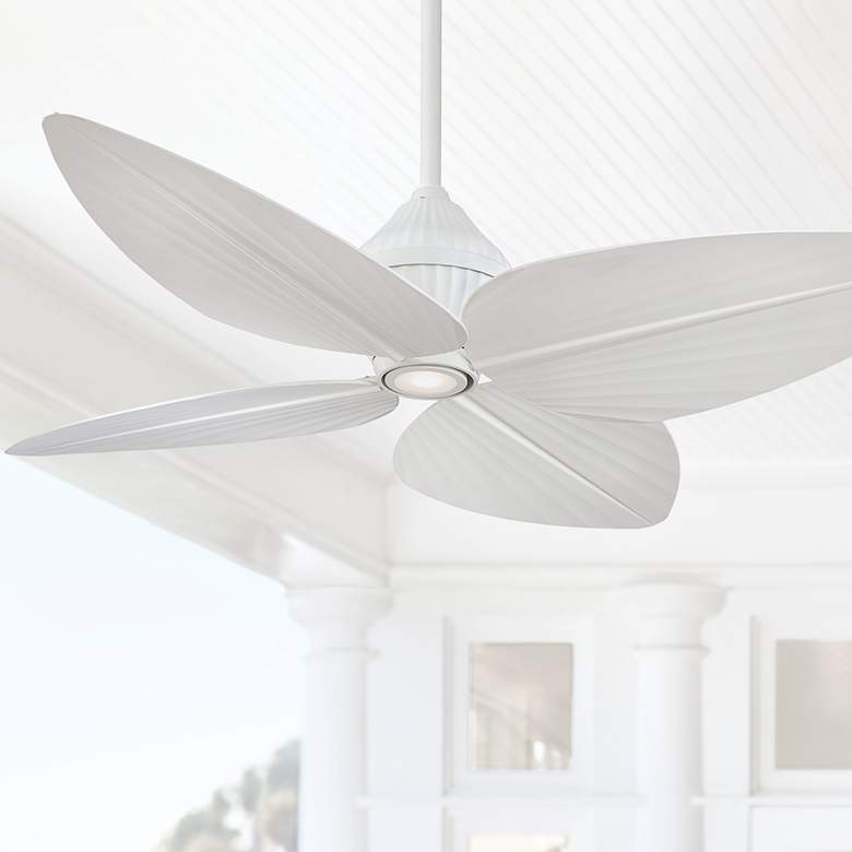 Image 1 52 inch Minka Aire Gauguin White Outdoor LED Ceiling Fan with Wall Control