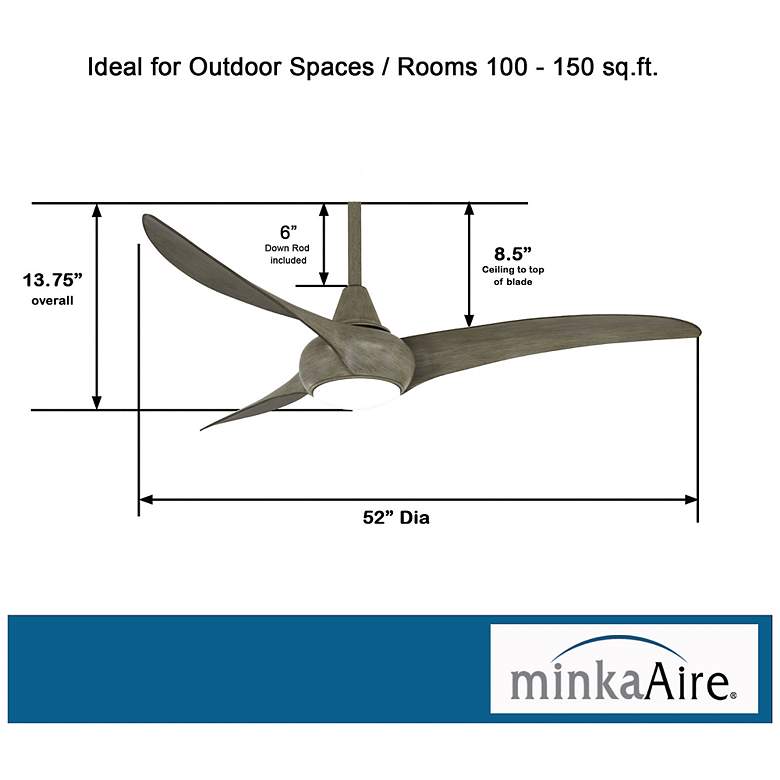 Image 4 52" Minka Aire Light Wave Driftwood LED Ceiling Fan with Remote more views