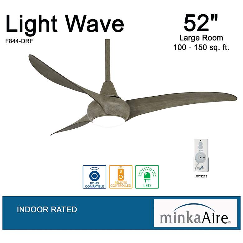 Image 5 52" Minka Aire Light Wave Driftwood LED Ceiling Fan with Remote more views