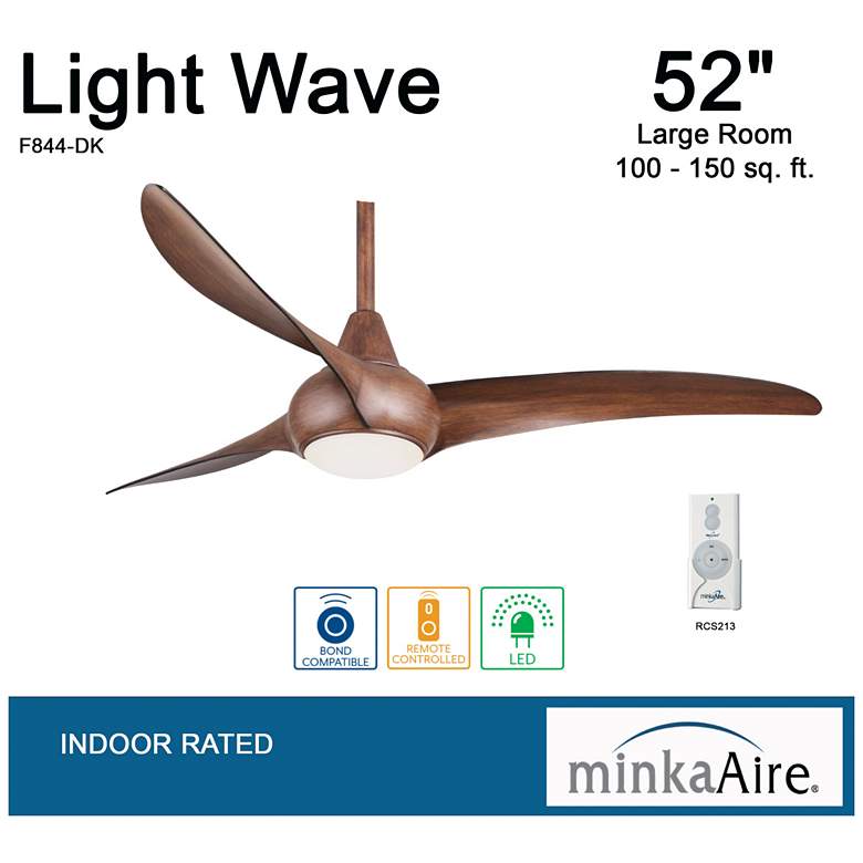 Image 6 52" Minka Aire Light Wave Koa Indoor LED Ceiling Fan with Remote more views