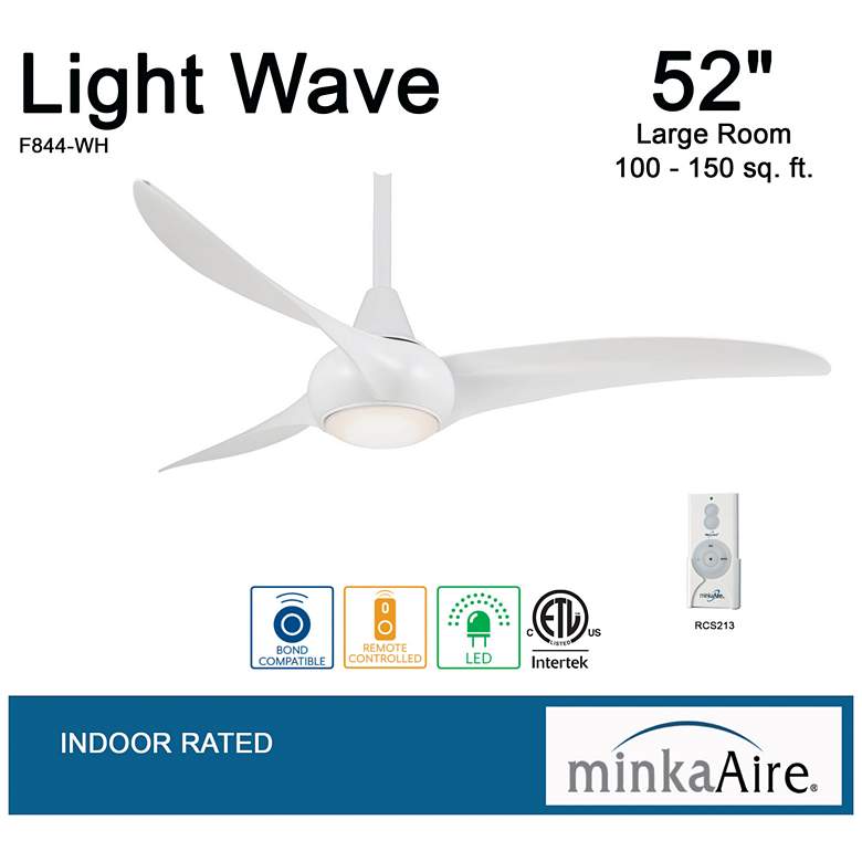 Image 6 52" Minka Aire Light Wave Modern White Ceiling Fan with Remote Control more views