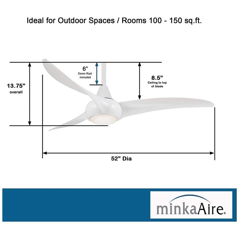 Image 7 52" Minka Aire Light Wave Modern White Ceiling Fan with Remote Control more views