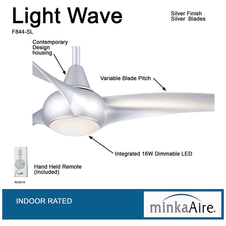Image 5 52" Minka Aire Light Wave Silver Modern Ceiling Fan with Remote more views